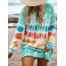 Women Tie  Dye Round Neck Long Sleeve Loose T  Shirts