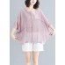 Classy o neck Batwing Sleeve patchwork cotton blended tops women blouses Boho Outfits pink short blouse Summer