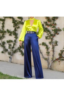 Deep V-neck high-waist jumpsuit HF0705-01-03