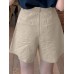 Women Solid Zip Loose Wide Leg Casual Shorts