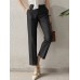 Solid Pocket Tailored Pants For Women