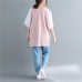 diy pink print cotton clothes For Women Vintage Photography o neck cotton tops