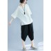 French hooded side open cotton linen clothes fine Inspiration white loose blouse Summer